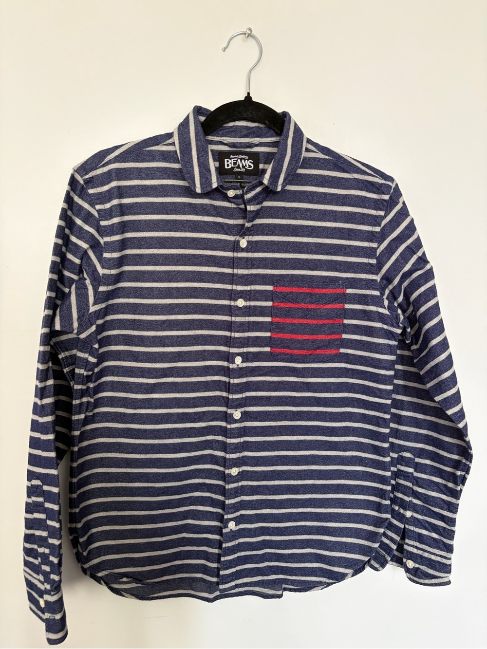 BEAMS Japanese Fabric 100% Cotton Striped Button Down Shirt - Small